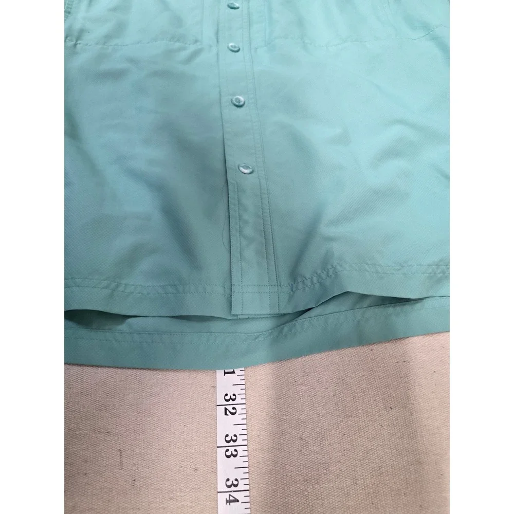 GameGuard Mens Short Sleeve Fishing Shirt Seafoam Green Alleyton Logo Large 1083